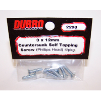 #Discontinued# 3 x 12mm Countersunk self tapping screw phillips head 8 pcs DBR2298