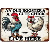 Rooster N Chick Tin Sign (J160_2)