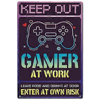 Gamer At Work Tin Sign (J174_3)