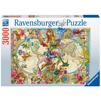 Flora and Fauna World Map 3000pc Puzzle (RB17117 0)