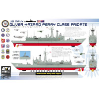 1:700 U.S. Nazy Oliver Hazard Perry Class Frigate *Aus Decals* Plastic Model Kit AFV-SE70007