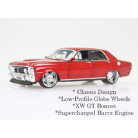 1:24 Candy Red XY Ford Falcon Custom with Super Charged Barra Engine (DDA2492)