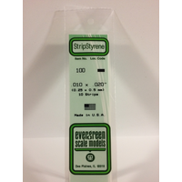  White Polystyrene Strip 0.010 x 0.020 x 14&quot; / 0.25mm x 0.51mm x 36cm (10) EG100