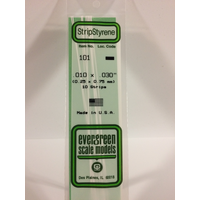  White Polystyrene Strip 0.010 x 0.030 x 14&quot; / 0.25mm x 0.76mm x 36cm (10) EG101