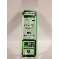 White Polystyrene Strip 0.010 x 0.040 x 14&quot; / 0.25mm x 1mm x 36cm (10) EG102