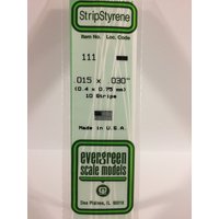 White Polystyrene Strip 0.015 x 0.030 x 14&quot; / 0.38mm x 0.76mm x 36cm (10)  EG111