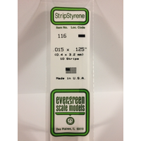  White Polystyrene Strip 0.015 x 0.125 x 14&quot; / 0.38mm x 3.2mm x 36cm (10)EG116