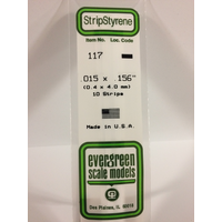  White Polystyrene Strip 0.015 x 0.156 x 14&quot; / 0.38mm x 4mm x 36cm (10) EG117