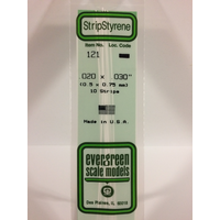 White Polystyrene Strip 0.020 x 0.030 x 14&quot; / 0.51mm x 0.76mm x 36cm (10)  EG121