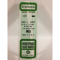 White Polystyrene Strip 0.020 x 0.040 x 14&quot; / 0.51mm x 1mm x 36cm (10) EG122