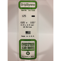  White Polystyrene Strip 0.020 x 0.100 x 14&quot; / 0.51mm x 2.5mm x 36cm (10)  EG125 