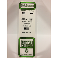 White Polystyrene Strip 0.020 x 0.125 x 14&quot; / 0.51mm x 3.2mm x 36cm (10)EG126