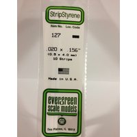  White Polystyrene Strip 0.020 x 0.156 x 14&quot; / 0.51mm x 4mm x 36cm (10) EG127