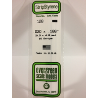 White Polystyrene Strip 0.020 x 0.188 x 14&quot; / 0.51mm x 4.8mm x 36cm (10)  EG128
