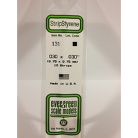  White Polystyrene Strip 0.030 x 0.030 x 14&quot; / 0.76mm x 0.76mm x 36cm (10)EG131