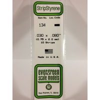 White Polystyrene Strip 0.030 x 0.080 x 14&quot; / 0.76mm x 2mm x 36cm (10)  EG134 