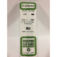  White Polystyrene Strip 0.030 x 0.188 x 14&quot; / 0.76mm x 4.8mm x 36cm (10) EG138