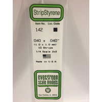 White Polystyrene Strip 0.040 x 0.040 x 14&quot; / 1mm x 1mm x 36cm (10) EG142