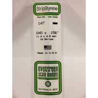 White Polystyrene Strip 0.040 x 0.156 x 14&quot; / 1mm x 4mm x 36cm (10)  EG147 