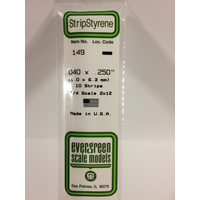  White Polystyrene Strip 0.040 x 0.250 x 14&quot; / 1mm x 6.4mm x 36cm (10)  EG149 