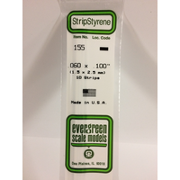 White Polystyrene Strip 0.060 x 0.100 x 14&quot; / 1.5mm x 2.5mm x 36cm (10)  EG155