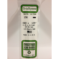  White Polystyrene Strip 0.060 x 0.125 x 14&quot; / 1.5mm x 3.2mm x 36cm (10)EG156 