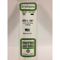 White Polystyrene Strip 0.060 x 0.156 x 14&quot; / 1.5mm x 4mm x 36cm EG157 