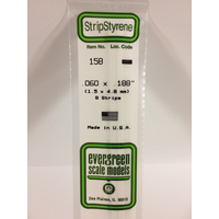  White Polystyrene Strip 0.060 x 0.188 x 14&quot; / 1.5mm x 4.8mm x 36cm (9)  EG158 