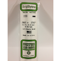  White Polystyrene Strip 0.060 x 0.250 x 14&quot; / 1.5mm x 6.4mm x EG159 