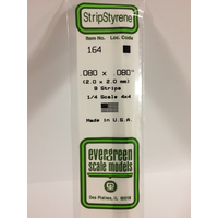 White Polystyrene Strip 0.080 x 0.080 x 14&quot; / 2mm x 2mm x 36cmEG164