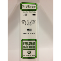  White Polystyrene Strip 0.080 x 0.100 x 14&quot; / 2mm x 2.5mm x 36cm (8)  EG165 