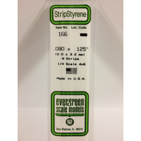  White Polystyrene Strip 0.080 x 0.125 x 14&quot; / 2mm x 3.2mm x 36cm (8) EG166