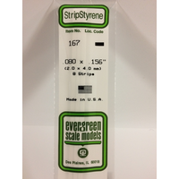 White Polystyrene Strip 0.080 x 0.156 x 14&quot; / 2mm x 4mm x 36cm (8)  EG167 