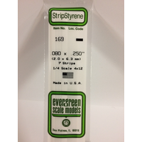 White Polystyrene Strip 0.080 x 0.250 x 14&quot; / 2mm x 6.4mm x 36cm (7) EG169