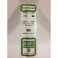 White Polystyrene Strip 0.100 x 0.125 x 14&quot; / 2.5mm x 3.2mm x 36cm (7) EG176