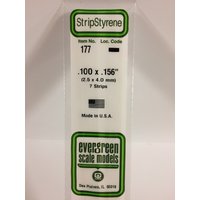 White Polystyrene Strip 0.100 x 0.156 x 14&quot; / 2.5mm x 4mm x 36cm (7)  EG177