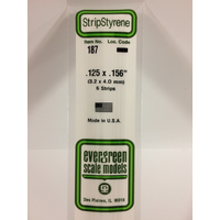 White Polystyrene Strip 0.125 x 0.156 x 14&quot; / 3.2mm x 4mm x 36cm (6) EG187 
