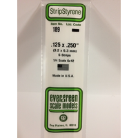 White Polystyrene Strip 0.125 x 0.250 x 14&quot; / 3.2mm x 6.4mm x 36cm (5)  EG189