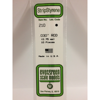 White Polystyrene Rod 0.030 x 14&quot; / 0.76mm x 36cm (10)  EG210 
