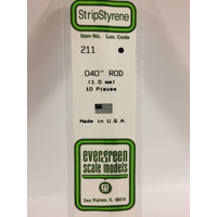  White Polystyrene Rod 0.040 x 14&quot; / 1mm x 36cm (10)EG211