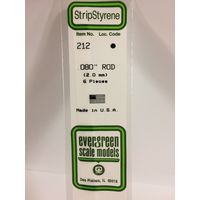 White Polystyrene Rod 0.080 x 14&quot; / 2mm x 36cm (6) (EG212)
