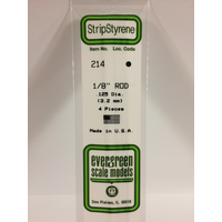 White Polystyrene Rod 0.125 x 14&quot; / 3.2mm x 36cm (4) EG214