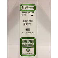 White Polystyrene Rod 0.0350 x 14&quot; / 0.88mm x 36cm (10)  EG220