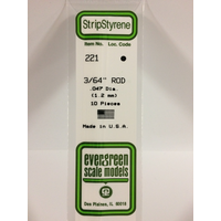 White Polystyrene Rod 0.047 x 14&quot; / 1.2mm x 36cm (10) EG221 