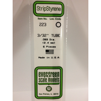 White Polystyrene Tube 0.093 x 14&quot; / 2.4mm x 36cm (6) EG223