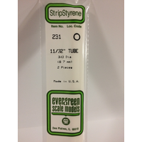  White Polystyrene Tube 0.344 x 14&quot; / 8.7mm x 36cm (2)  EG231