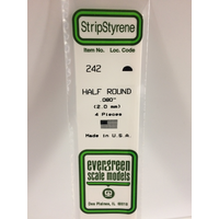 White Polystyrene Half Round 0.080 x 14&quot; / 2mm x 36cm (4)  EG242