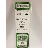 White Polystyrene Half Round 0.125 x 14&quot; / 3.2mm x 36cm (3) EG244 