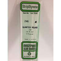White Polystyrene Quarter Round 0.030 x 14&quot; / 0.76mm x 36cm (5)  EG246