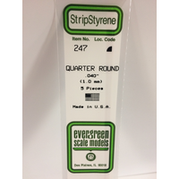 White Polystyrene Quarter Round 0.040 x 14&quot; / 1mm x 36cm (5) EG247